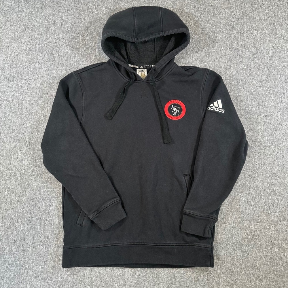 Adidas Gretzky Hockey School Hoodie Mens Large Black Red 99 Pullover Sweatshirt